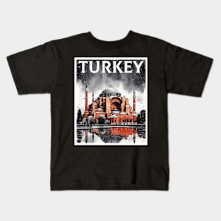 Hagia Sophia Mosque Turkey Rainy Day Vintage Retro Travel Tourism Kids T-Shirt